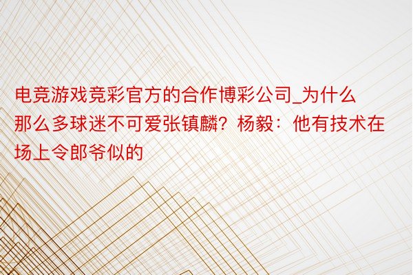 电竞游戏竞彩官方的合作博彩公司_为什么那么多球迷不可爱张镇麟？杨毅：他有技术在场上令郎爷似的